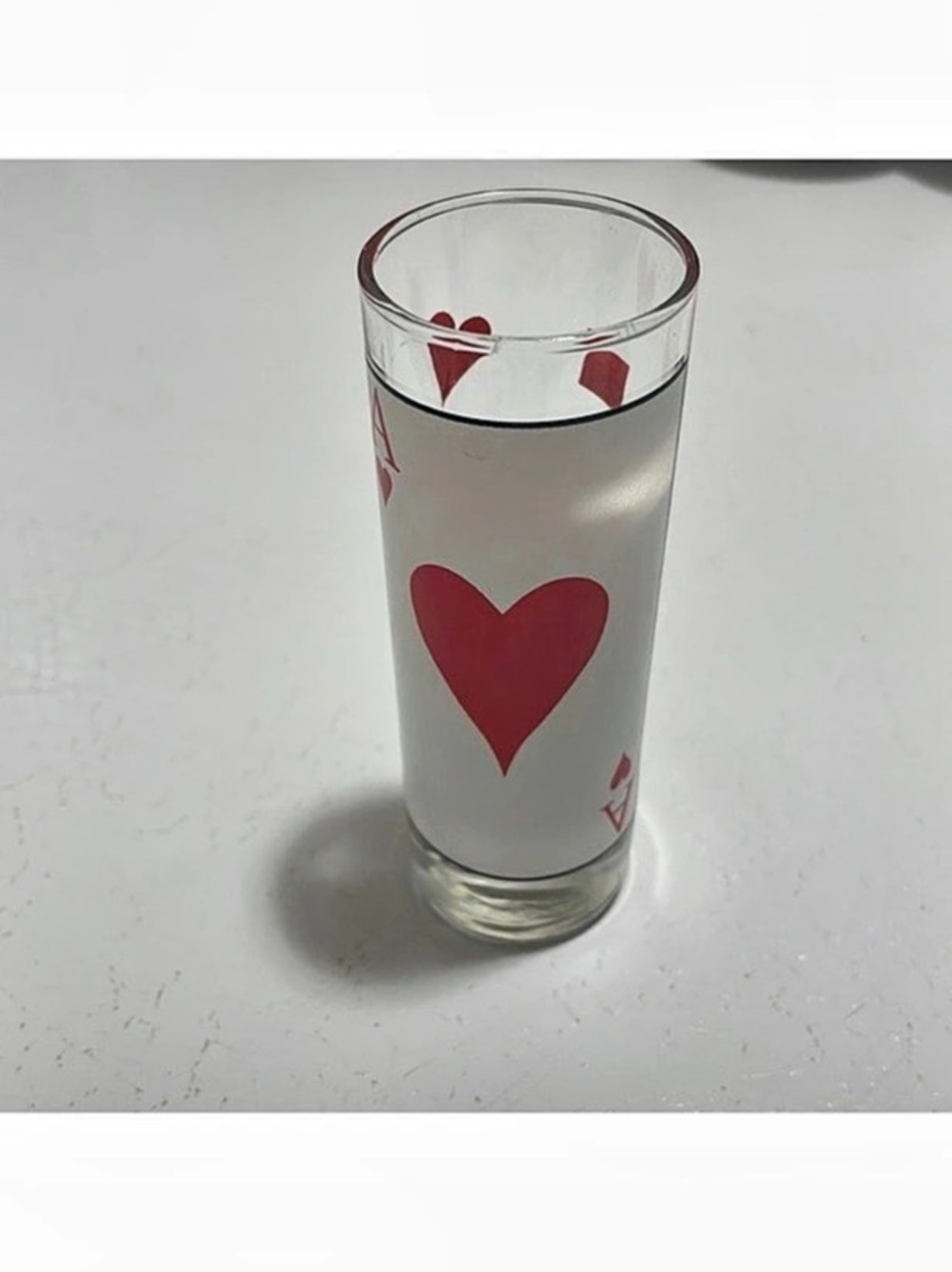 Clear & Red Playing Card Drinking Glass